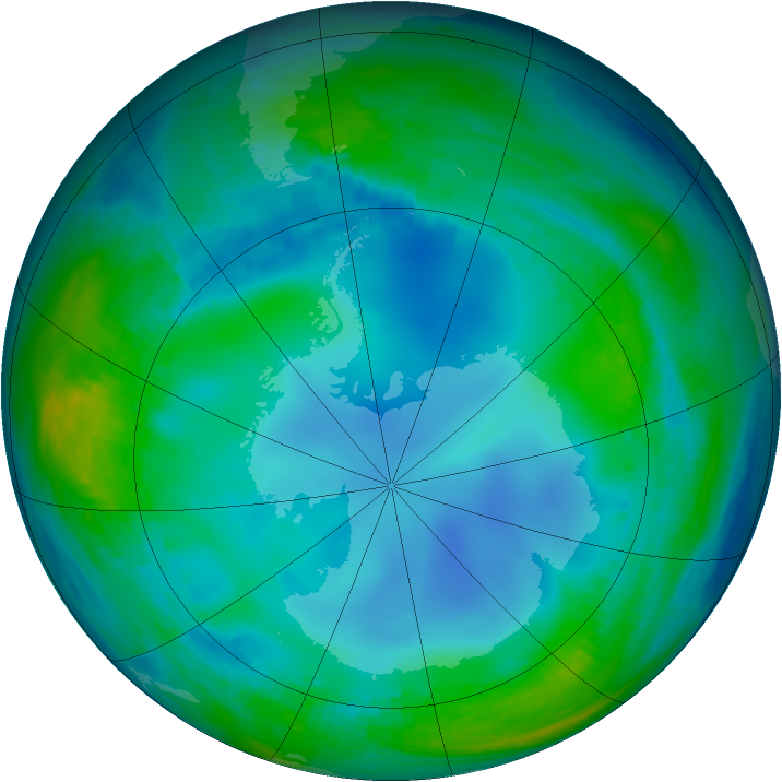 Antarctic ozone map for 28 May 1988